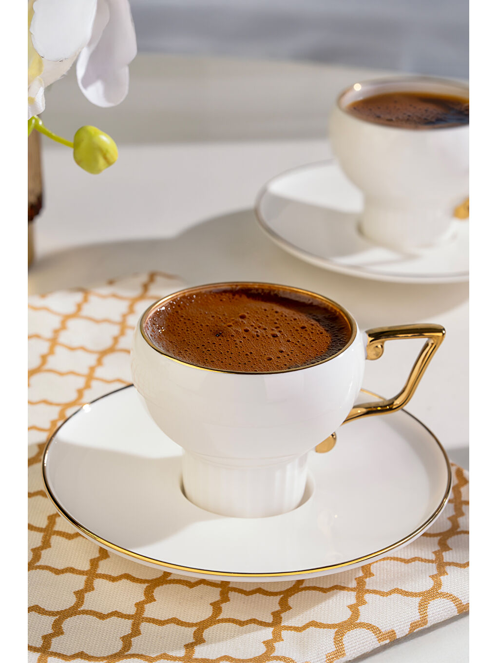 Gri Kelsey 6 Kişilik 12 Parça Porselen Kahve Fincan Takımı-1