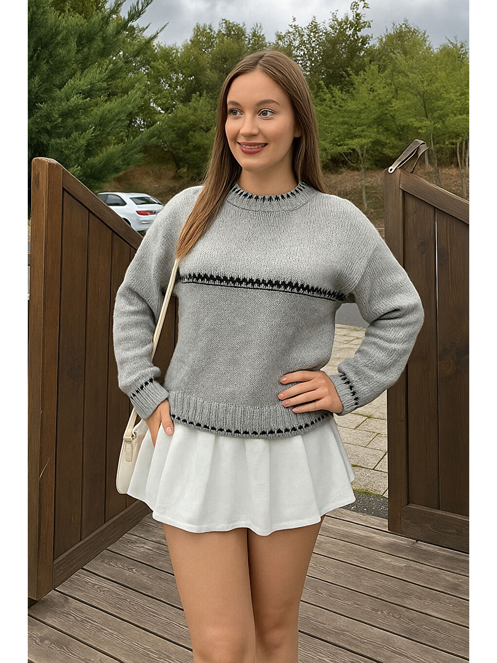 Gri Regular Fit Bisiklet Yaka Kazak 25K0195K1