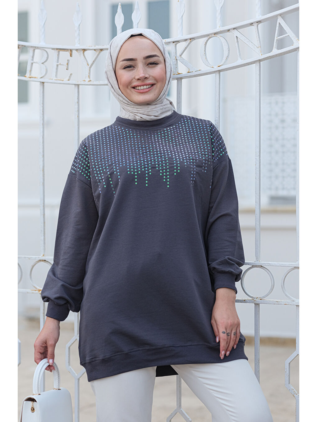 Locco Moda Antrasit Pul Detaylı Tunik Antrasit - 1