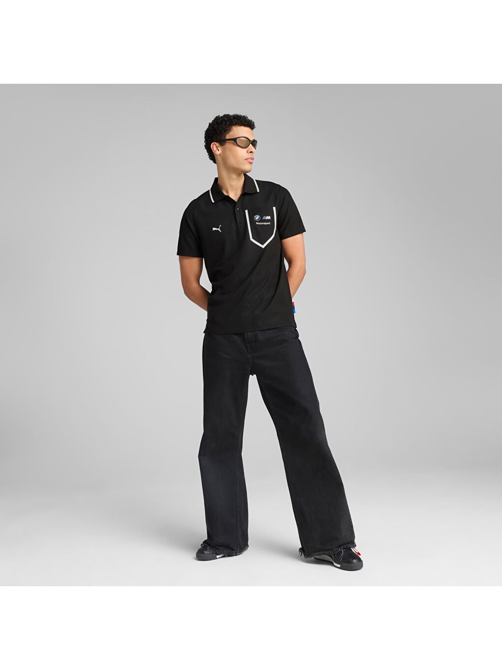 Siyah BMW M Motorsport Erkek Polo-1
