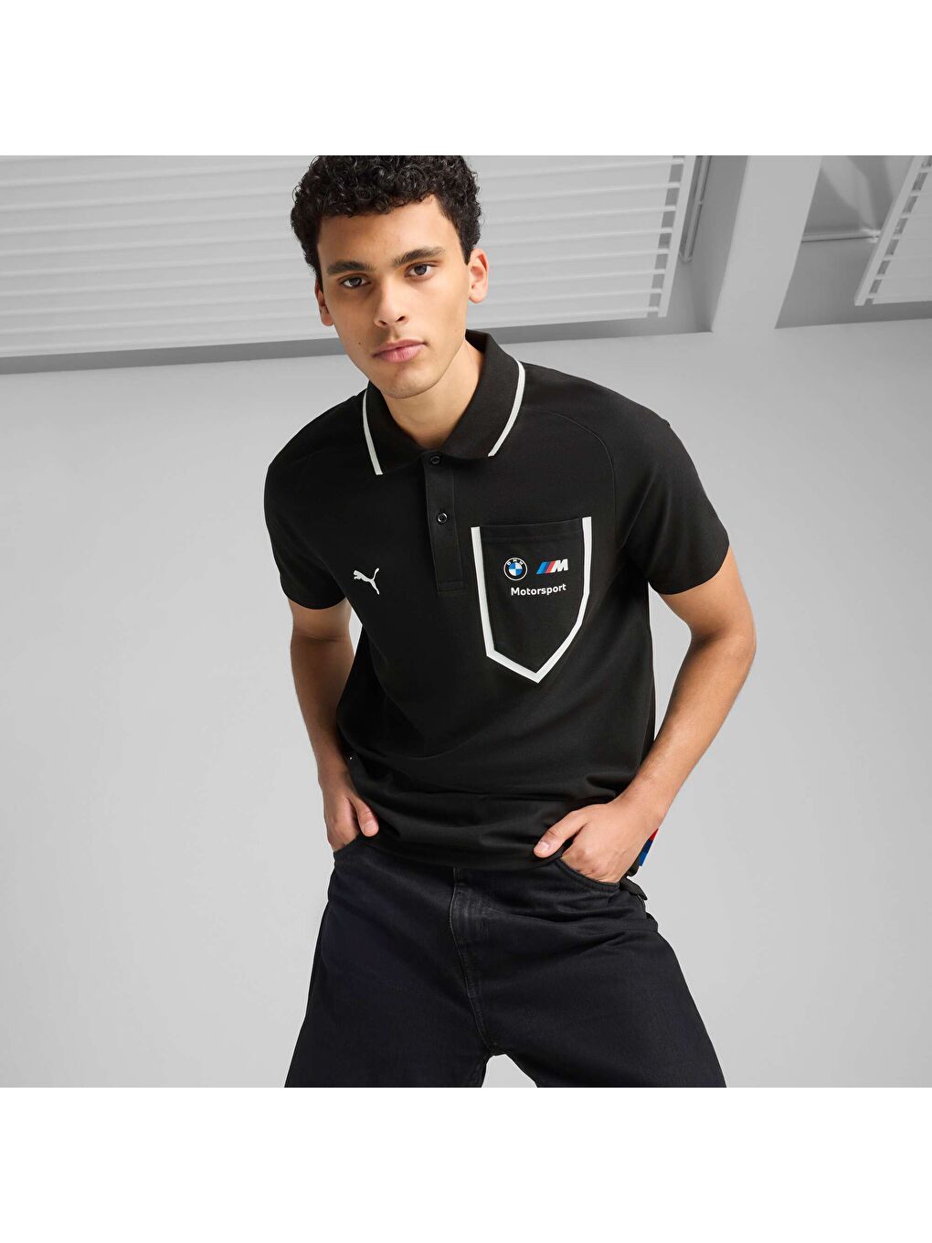 Siyah BMW M Motorsport Erkek Polo-4