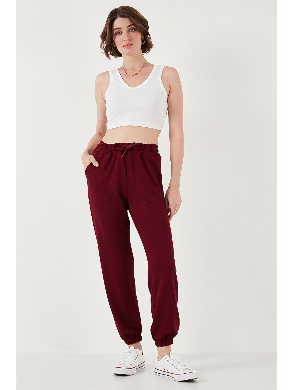 Lela Bordo Streç Regular Fit Kadın Eşofman Altı 5865798O