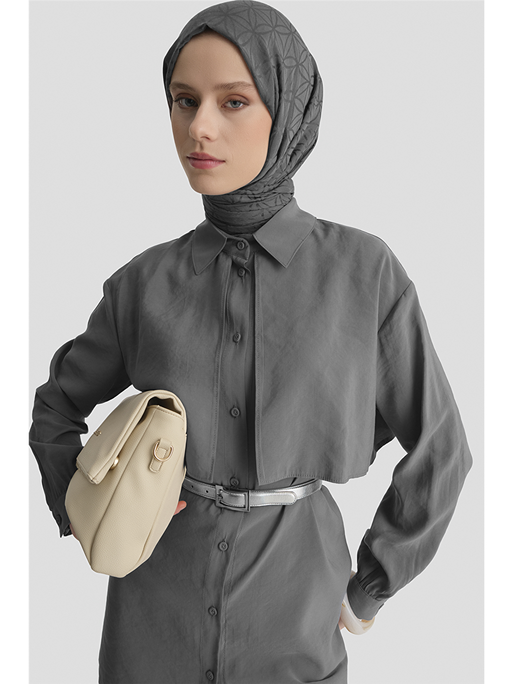 Aller Detaylı Tunik Gri-1