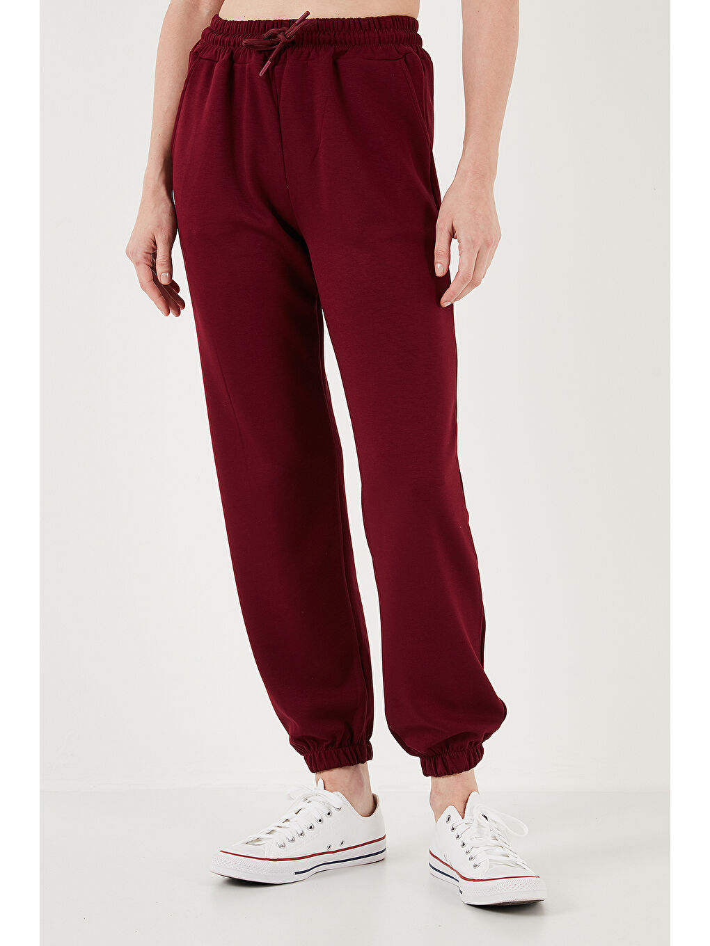Lela Bordo Streç Regular Fit Kadın Eşofman Altı 5865798O - 1