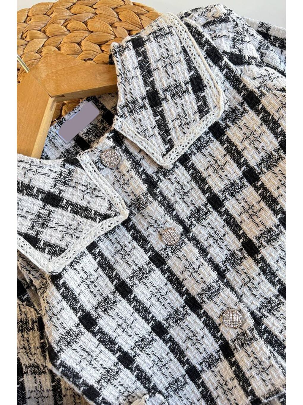 Gri Kız Çocuk Tüvit Kumaş Elbise Ve Ceket 2'Li Takım-3