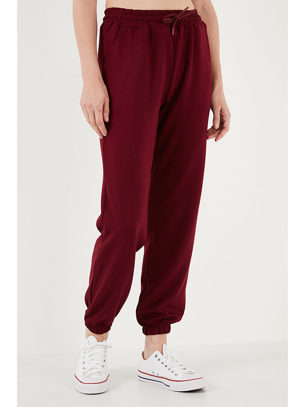 Lela Bordo Streç Regular Fit Kadın Eşofman Altı 5865798O - 2