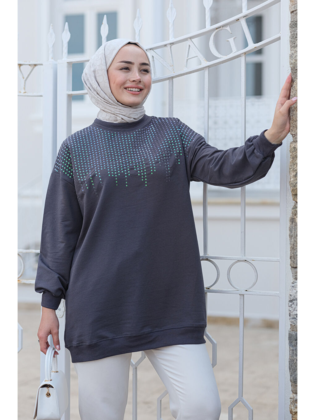 Locco Moda Antrasit Pul Detaylı Tunik Antrasit - 4