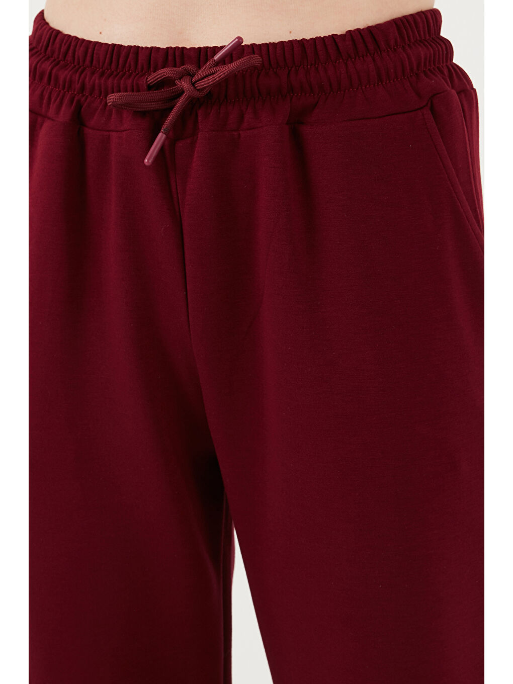 Lela Bordo Streç Regular Fit Kadın Eşofman Altı 5865798O - 4