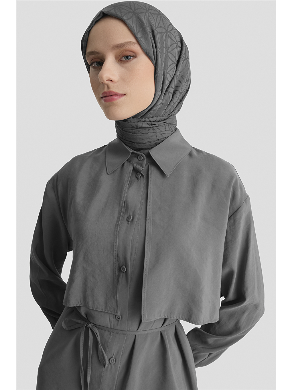 Aller Detaylı Tunik Gri-2