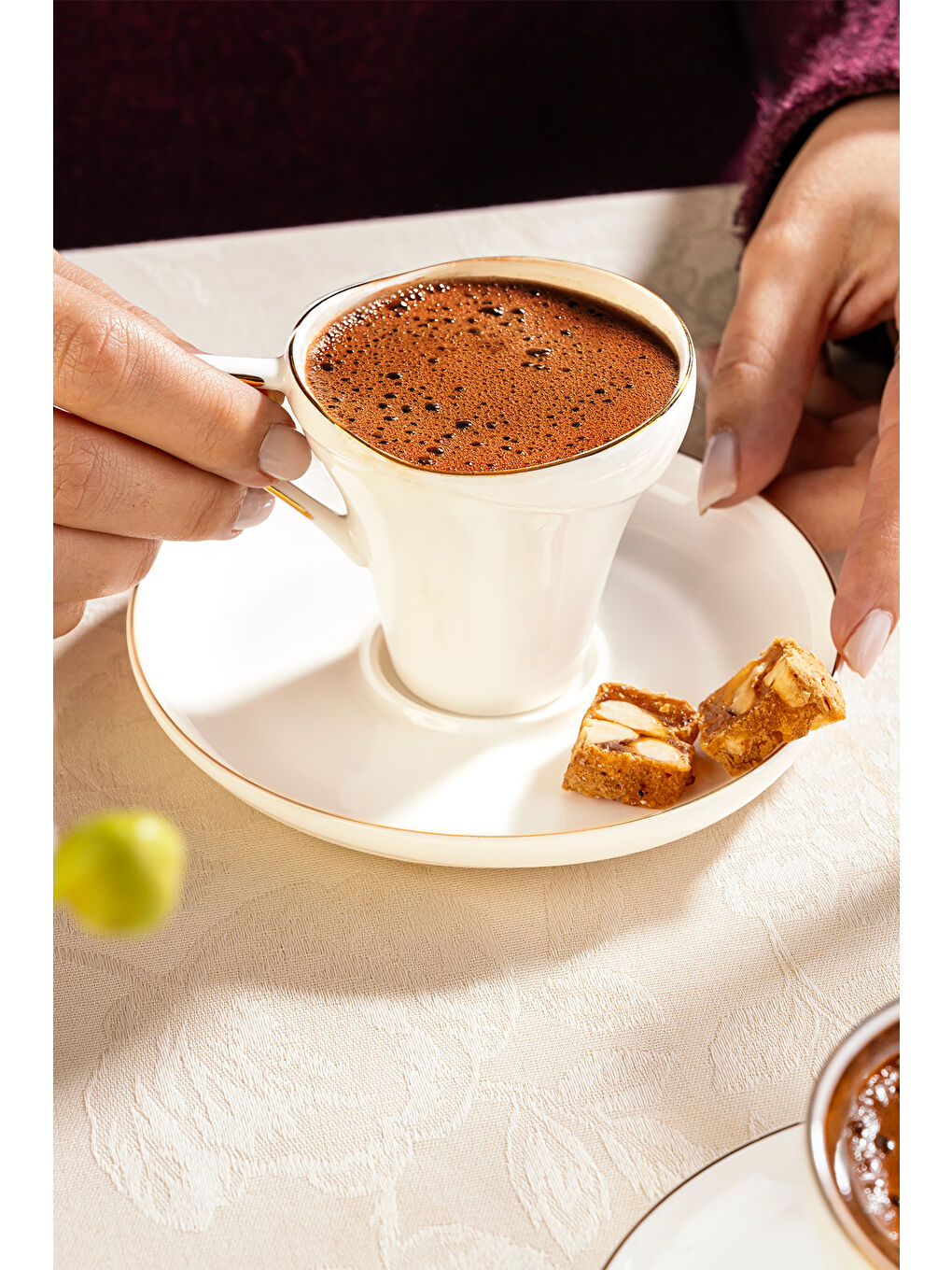 Gri Silva 6 Kişilik 12 Parça Porselen Kahve Fincan Takımı-2