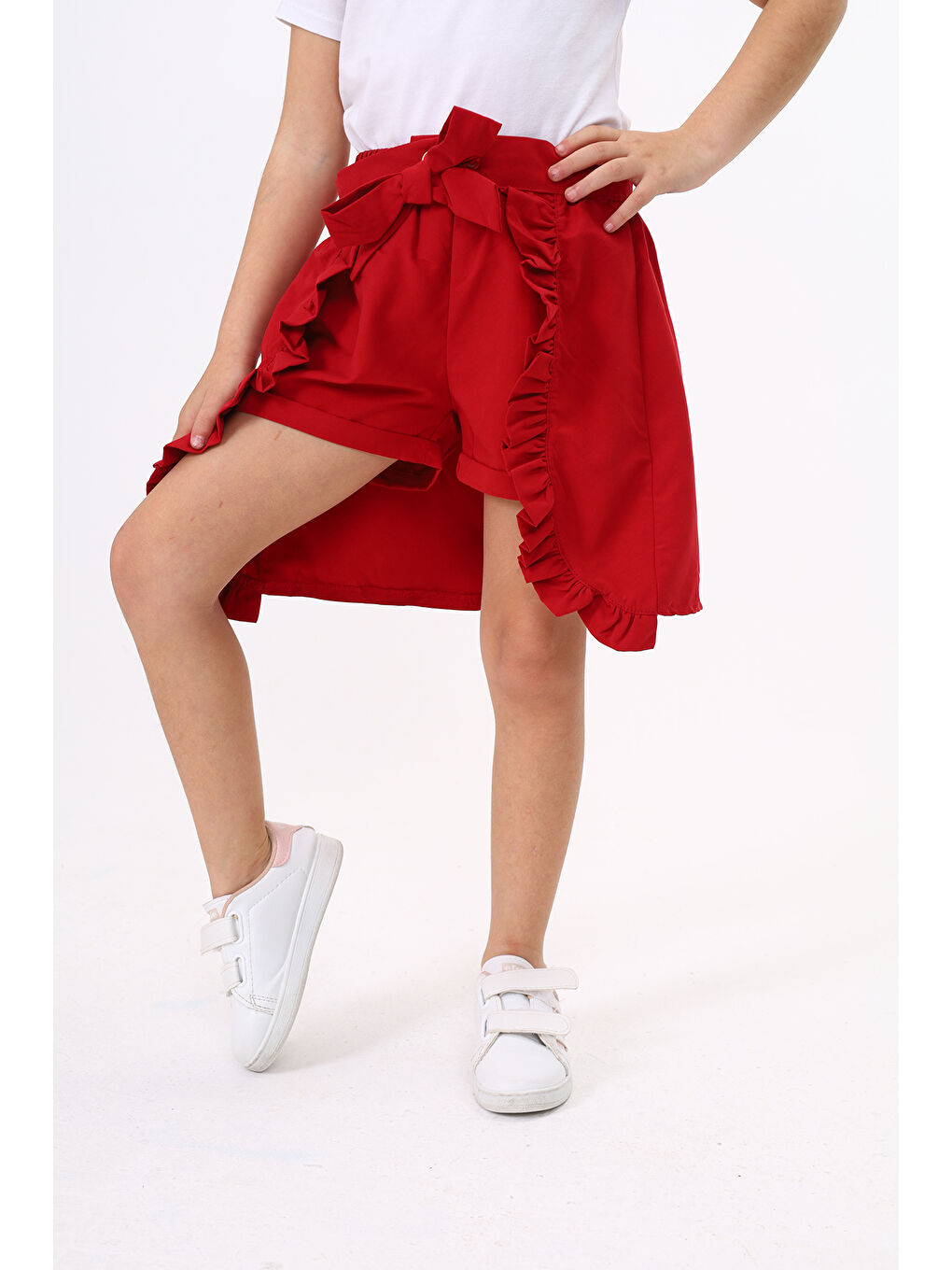 Kırmızı Kız Çocuk Etekli Şort-2