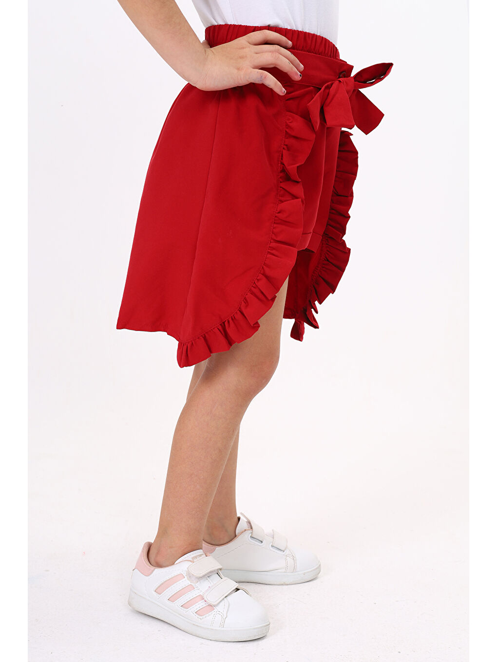 Kırmızı Kız Çocuk Etekli Şort-4