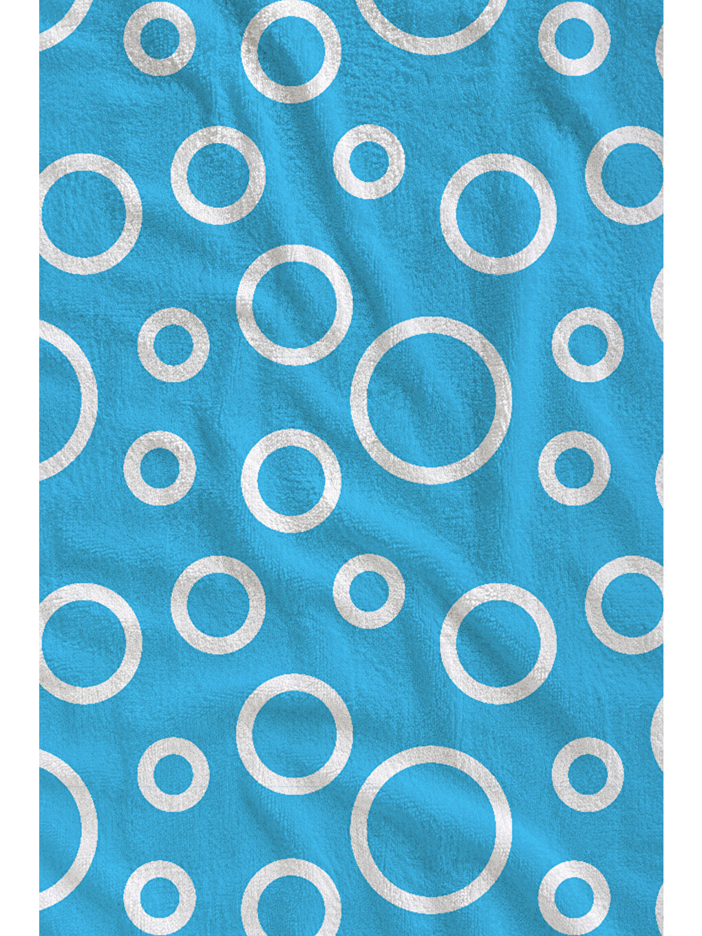 Açık Mavi Beyaz Halka Geometrik Desenli 70x150 Cm Dijital Baskılı Plaj Ve Banyo Havlusu-1
