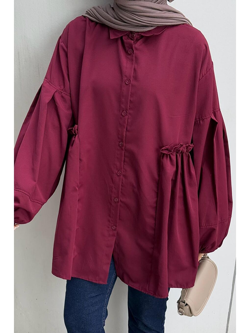 Lopez Balon Kol Tunik Bordo-2