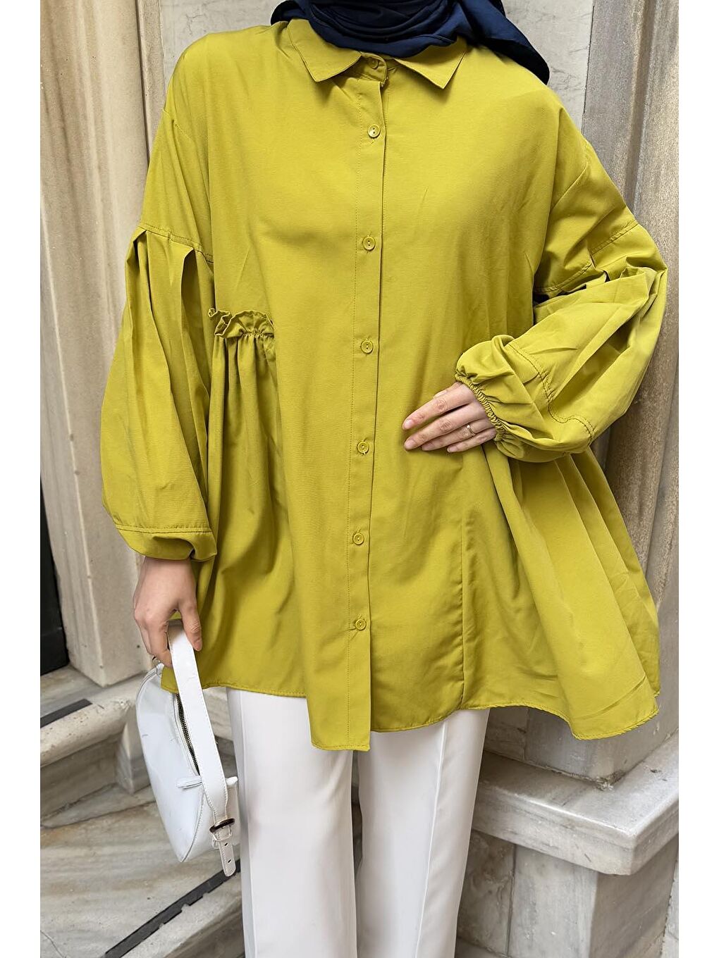 Lopez Balon Kol Tunik Yağ Yeşili-2