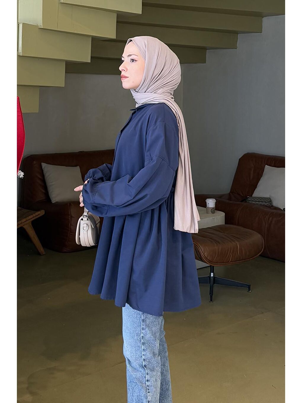 Lopez Balon Kol Tunik Lacivert-1