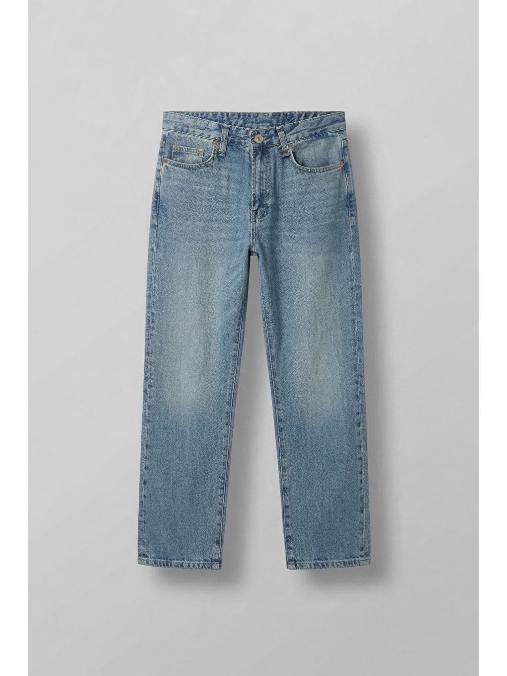 Erkek Baggy Fit Yıkamalı Jean Pantolon Mavi