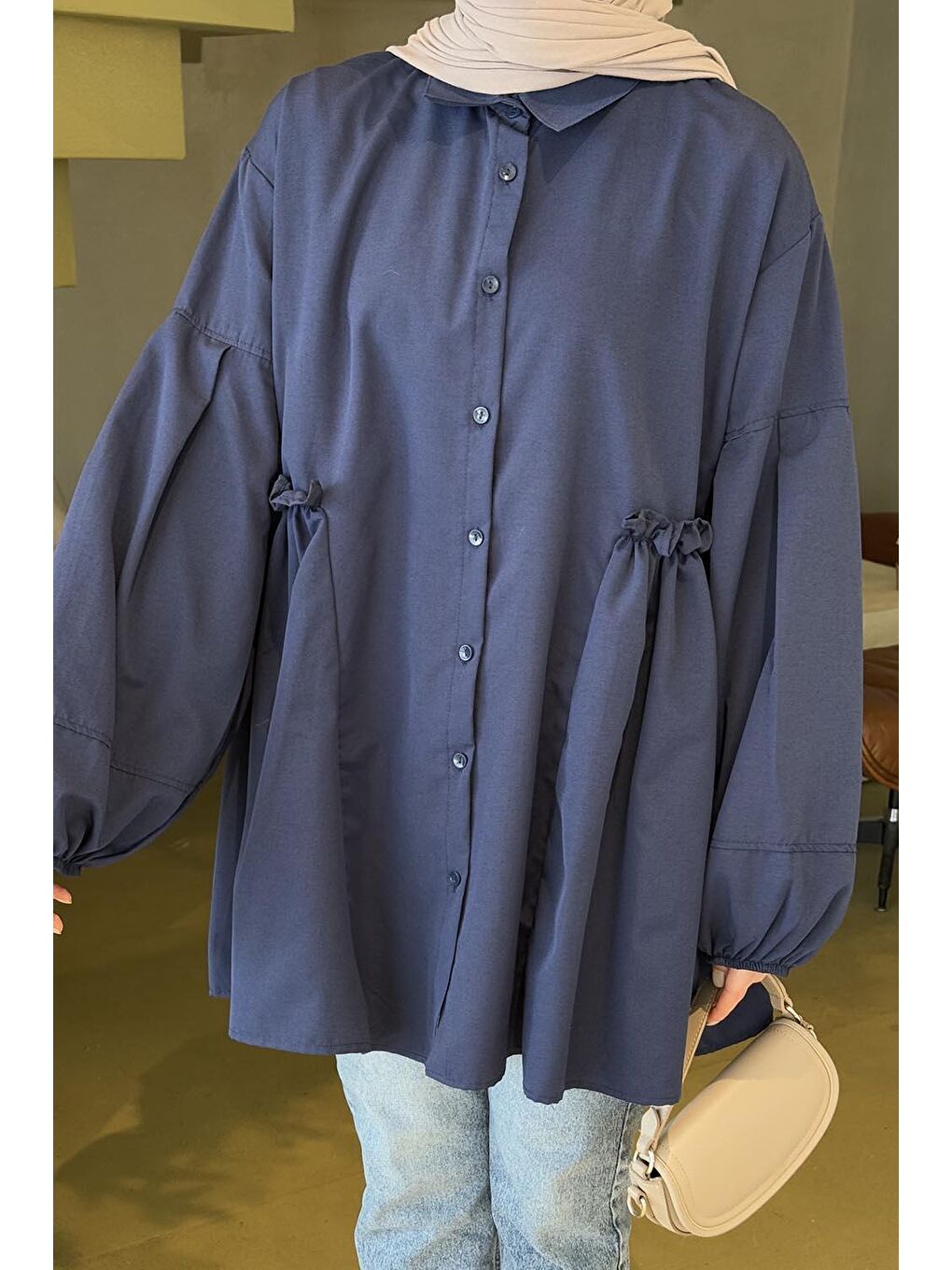 Lopez Balon Kol Tunik Lacivert-2