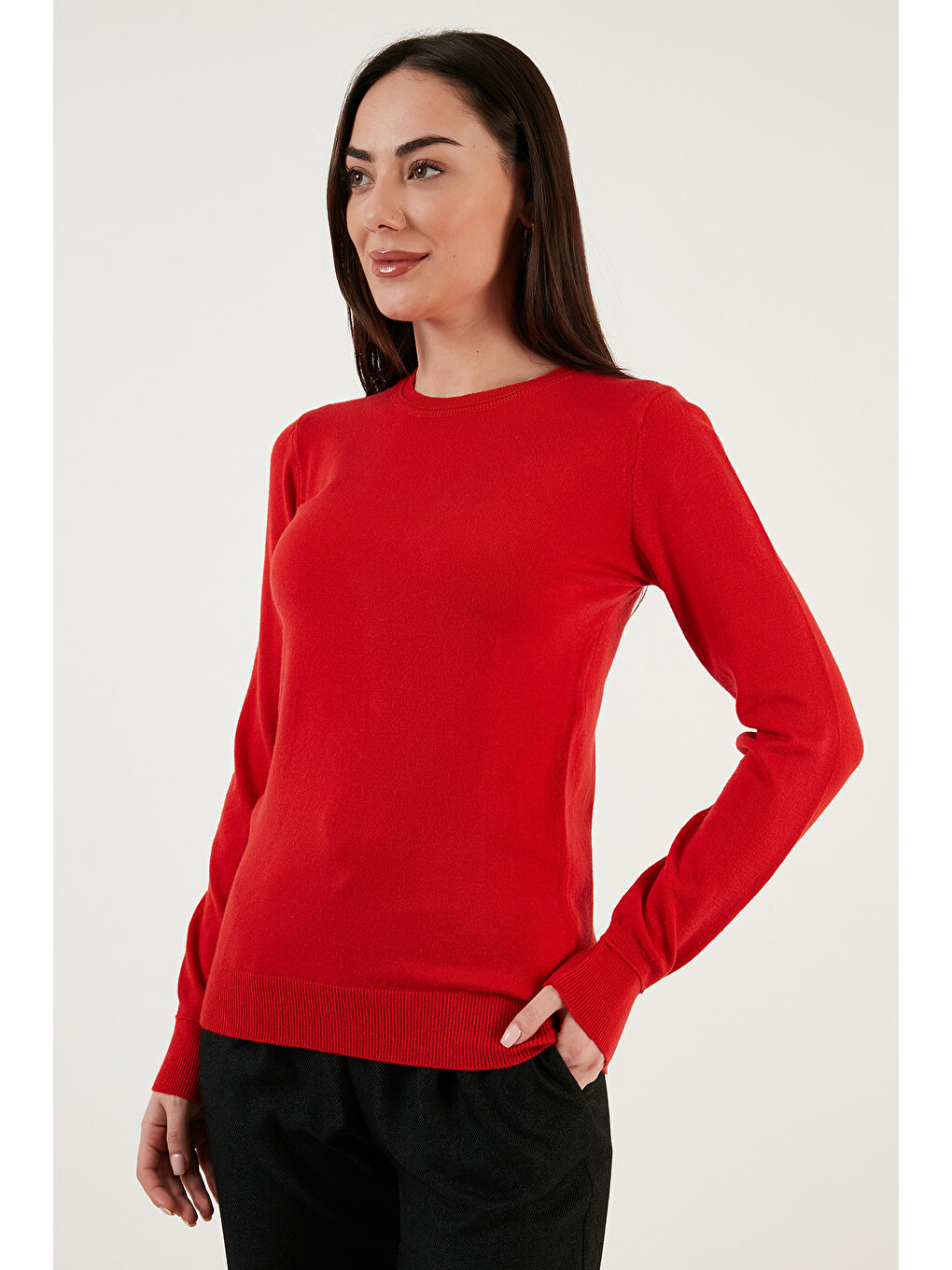 Kırmızı Regular Fit Bisiklet Yaka Kazak 25K0777K1-1