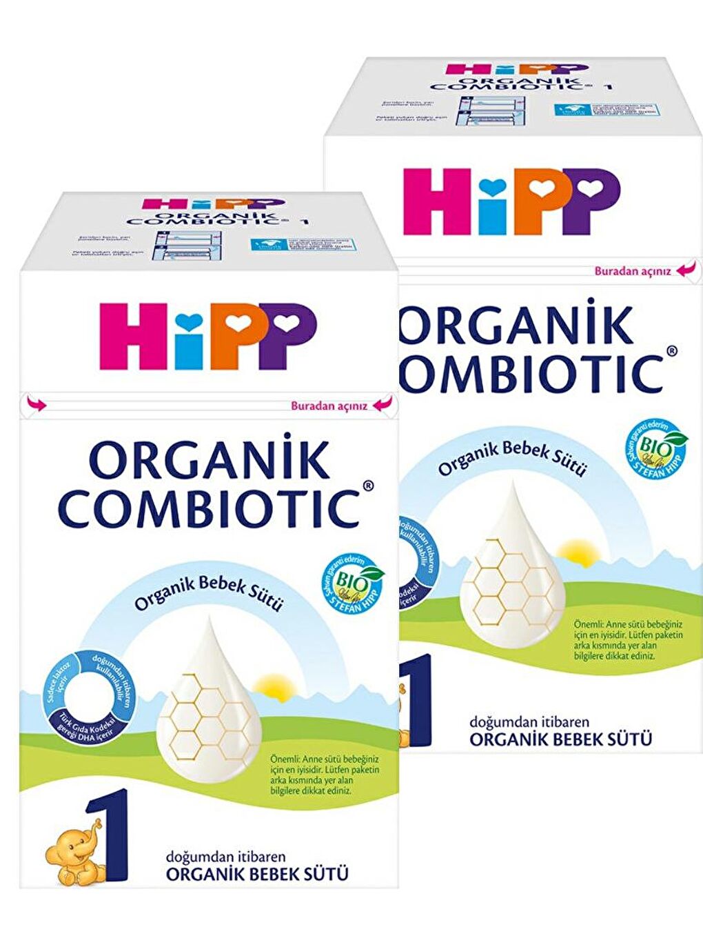 HiPP Renksiz 1 Organik Bebek Sütü Combiotic 600 gr x 2 Adet