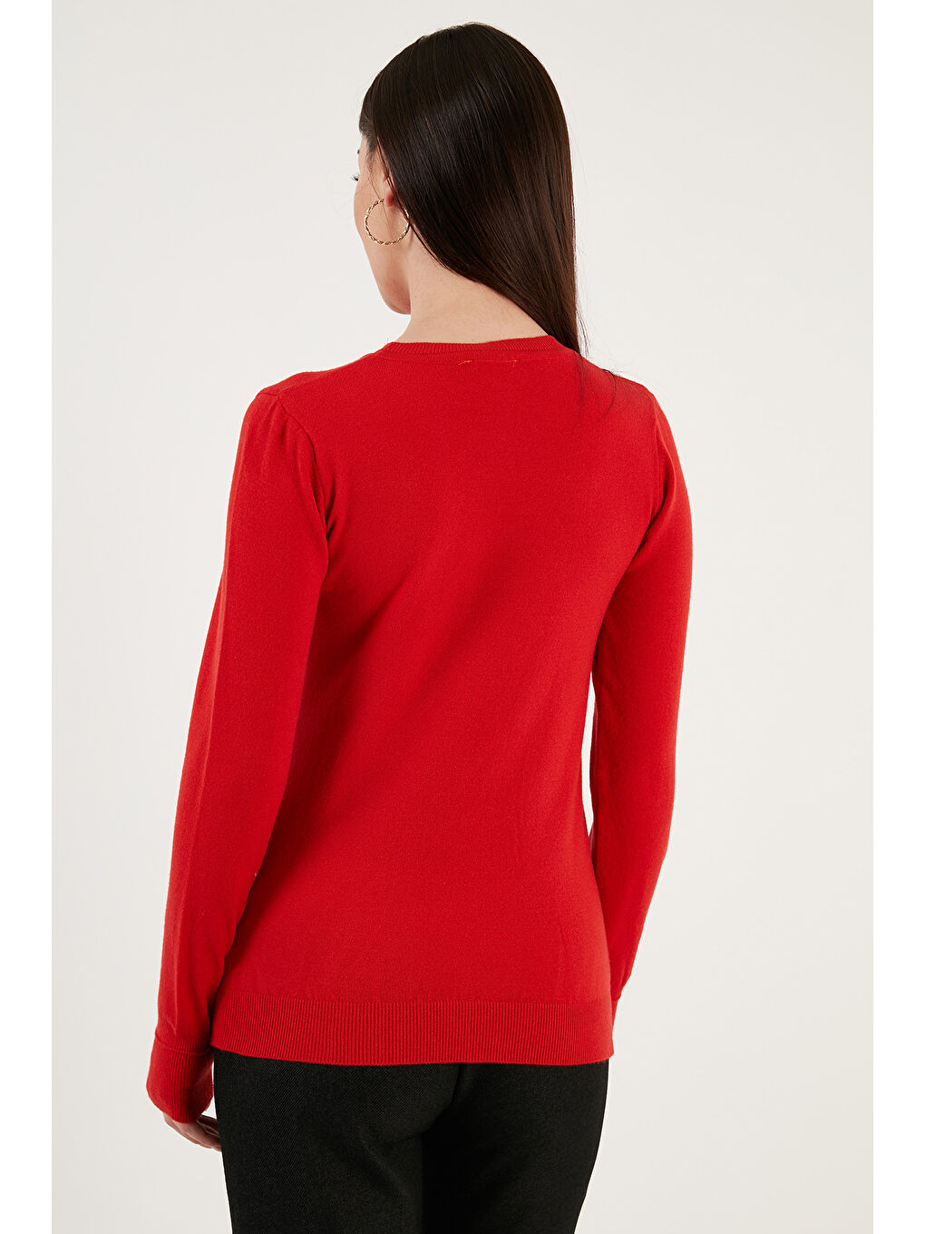 Kırmızı Regular Fit Bisiklet Yaka Kazak 25K0777K1-4