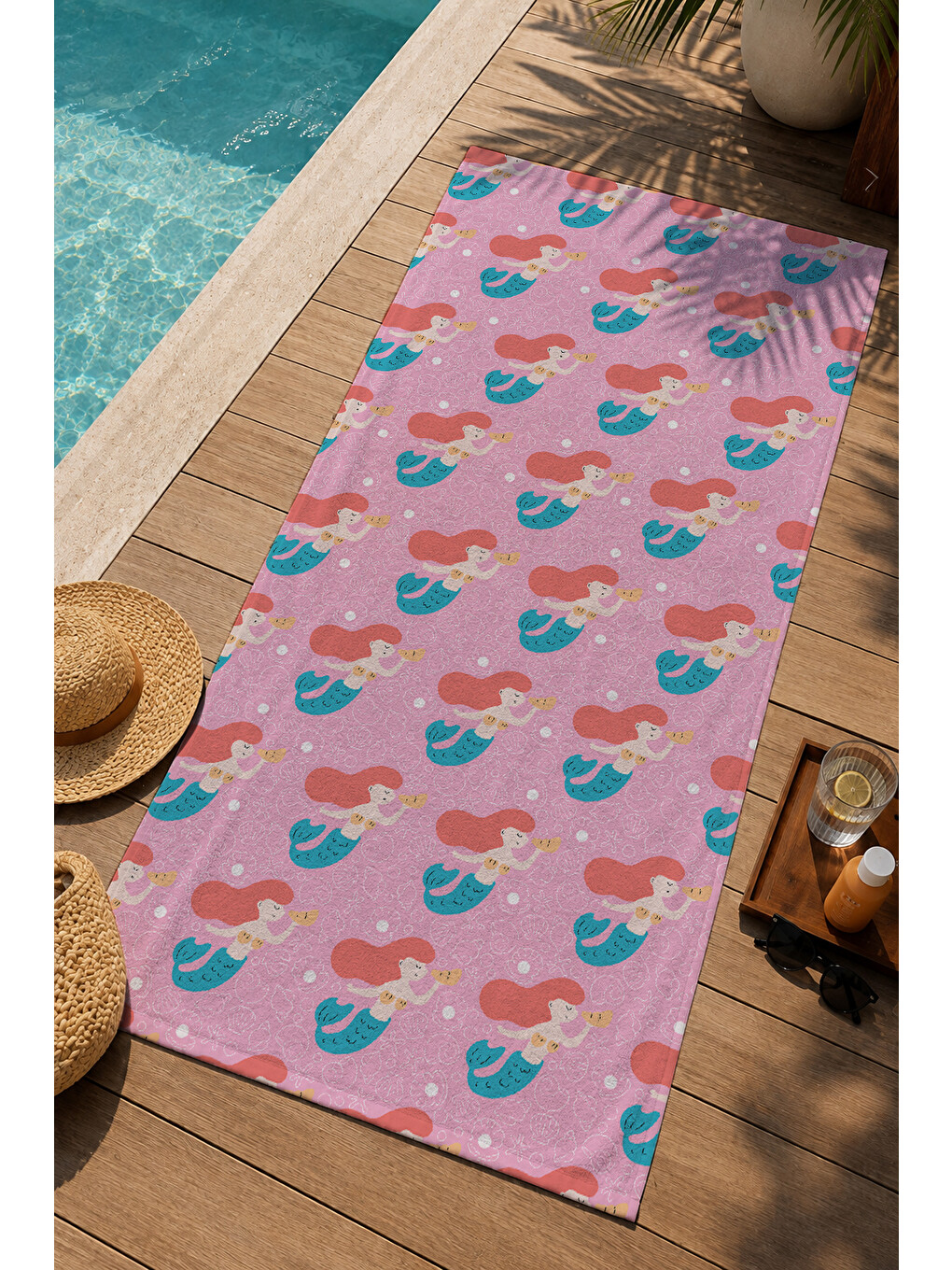 Pembe Mavi Sevimli Balina Ve Desenli 70x150 Cm Dijital Baskılı Plaj Ve Banyo Havlusu-2