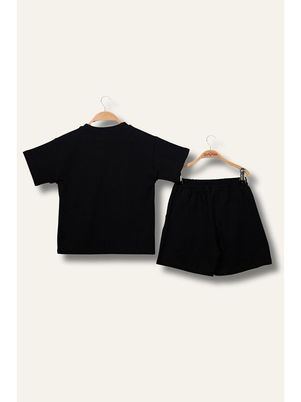 Erkek Çoçuk Sörf Baskılı T-Shirt Kısa Şort Takım - Siyah-1