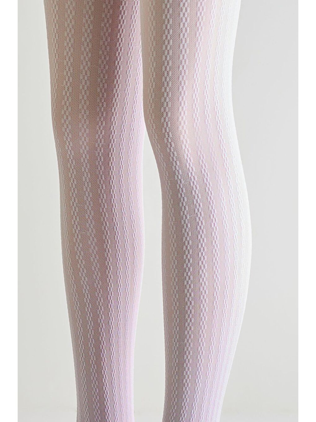 Kız Çocuk 20 Denye Örgü Desenli Külotlu Çorap Lila-1