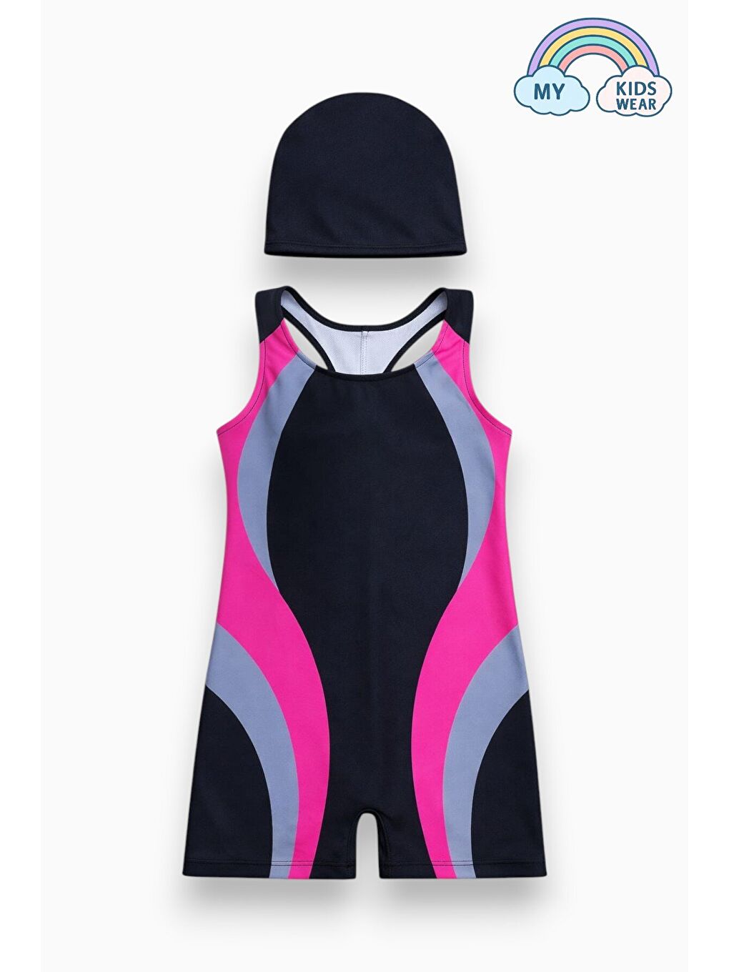 Lacivert Kız Çocuk Deniz Yüzücü Mayoları 5-16 Yaş 12628