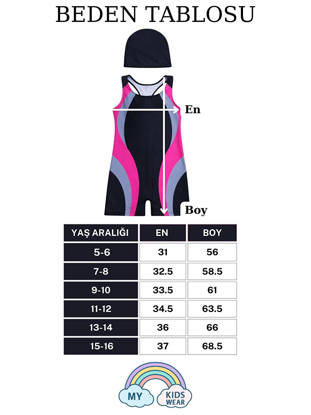 Lacivert Kız Çocuk Deniz Yüzücü Mayoları 5-16 Yaş 12628-1