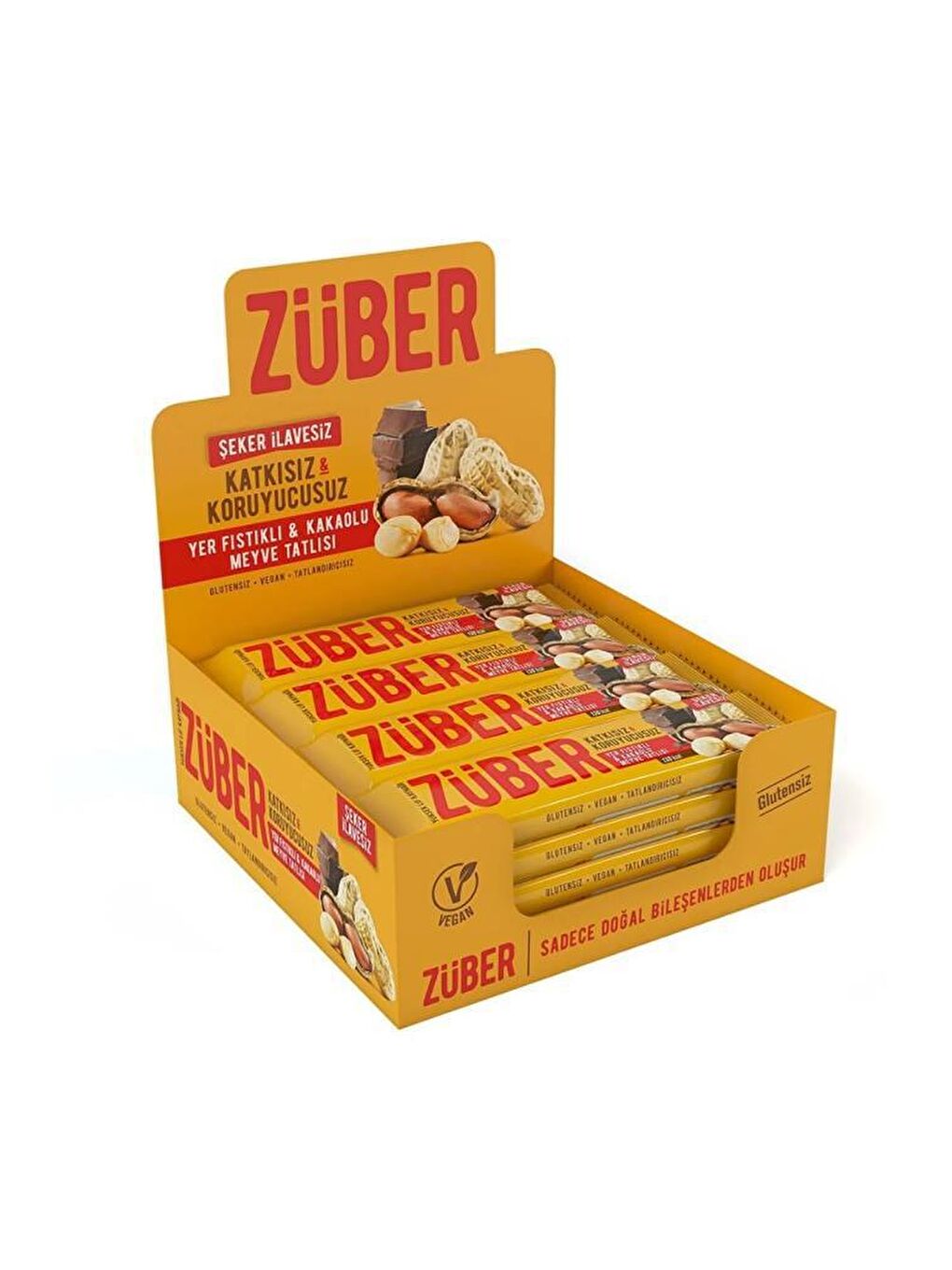 Züber Renksiz Yer Fıstıklı ve Kakaolu Meyve Tatlısı - 40 gr x 12 Adet