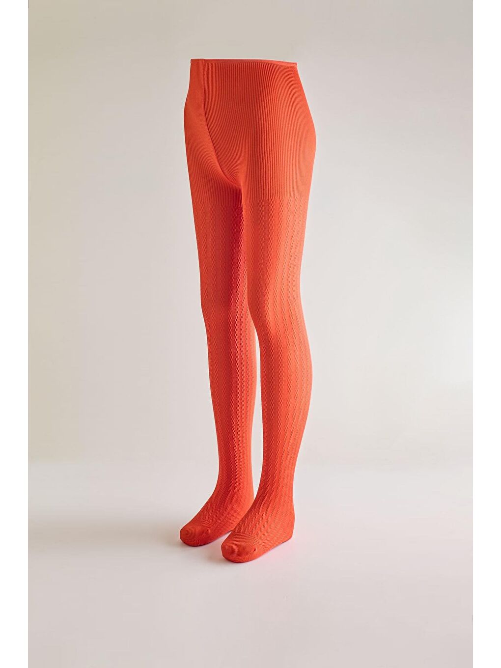 Kız Çocuk 20 Denye Örgü Desenli Külotlu Çorap Kırmızı