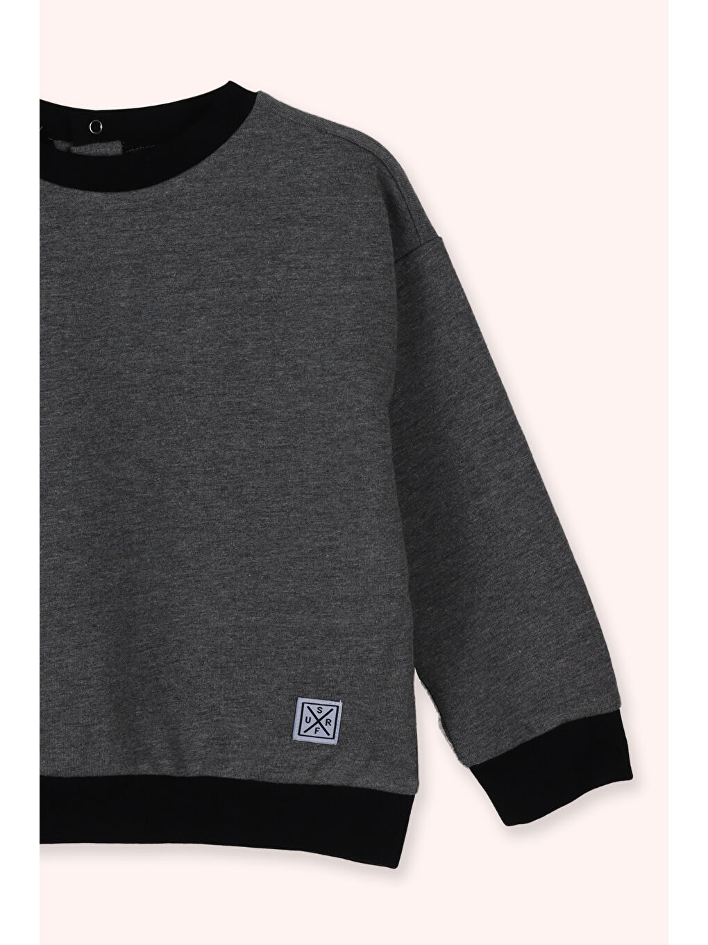 Erkek Bebek Yuvarlak Yaka Antrasit Sweatshirt-1