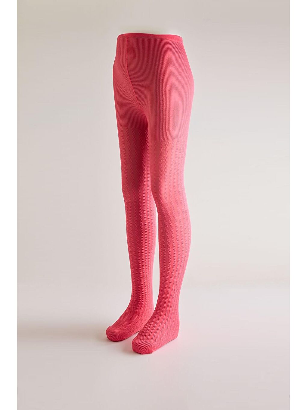 Kız Çocuk 20 Denye Örgü Desenli Külotlu Çorap Fuşya