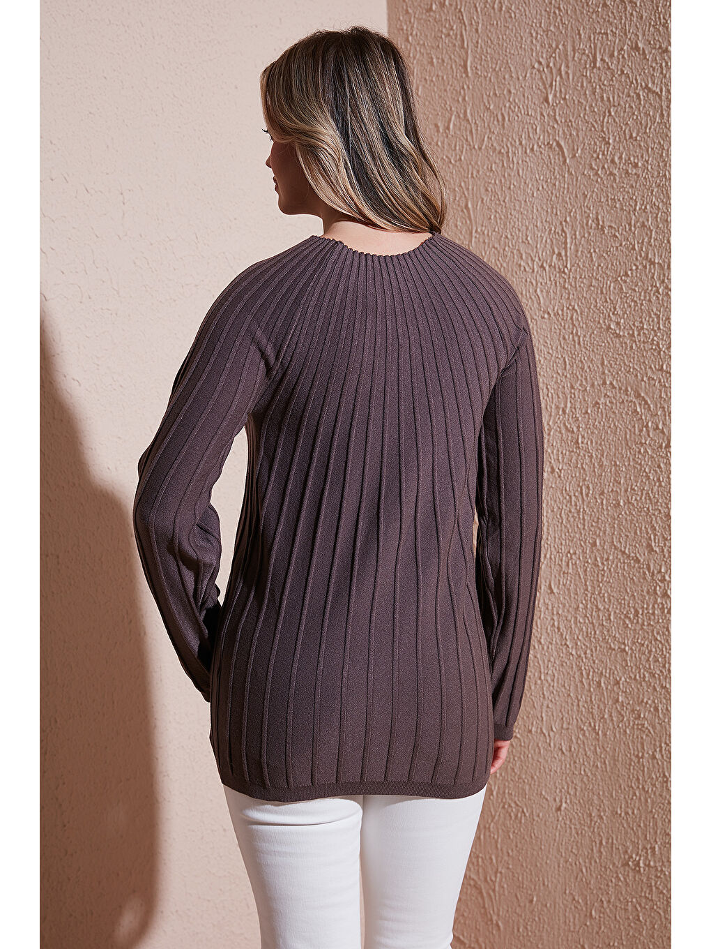 Kahverengi Regular Fit Yarım Balıkçı Yaka Kadın Bluz 25K0361K1-4