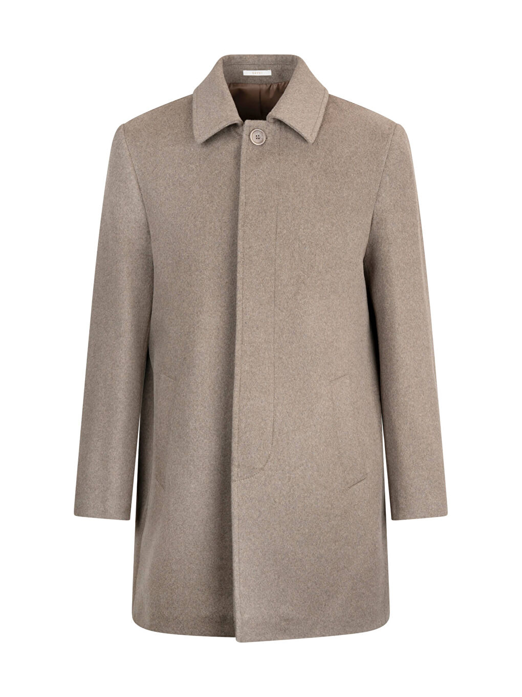 Bej Vizon Regular Fit Bebe Yaka Kaşe Yünlü Palto