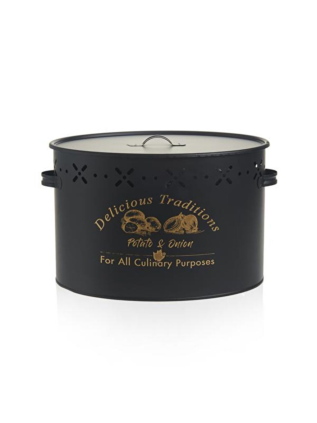 Metal Bölmeli Patates Soğan Kovası - Siyah - 18 lt