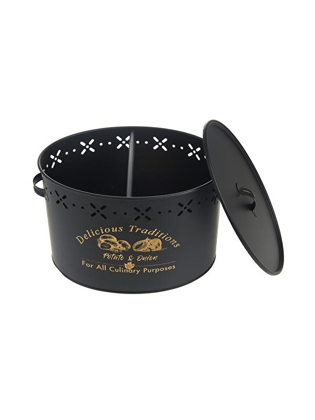Metal Bölmeli Patates Soğan Kovası - Siyah - 18 lt-2