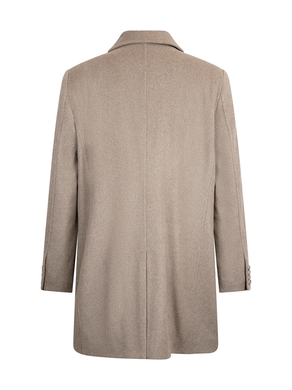Bej Vizon Regular Fit Bebe Yaka Kaşe Yünlü Palto-1