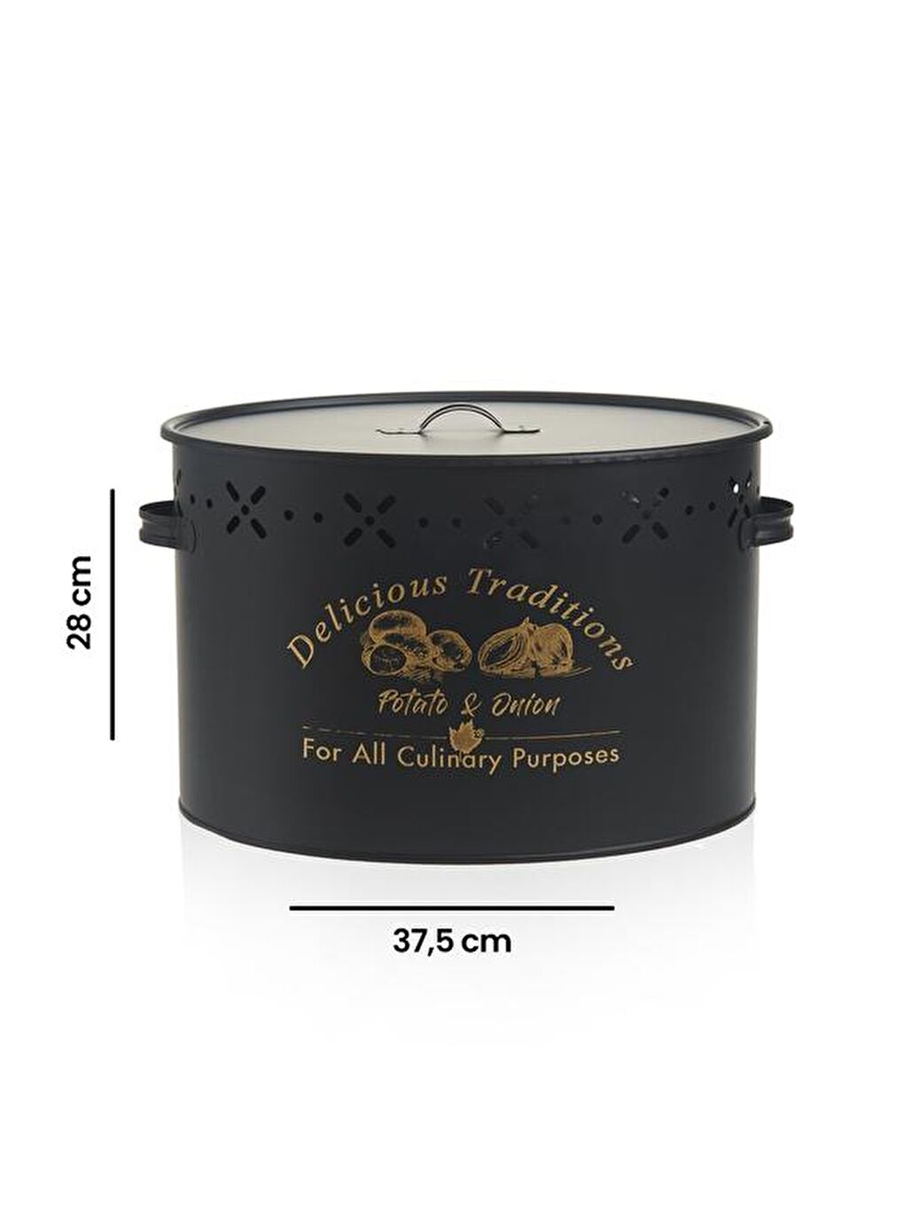 Metal Bölmeli Patates Soğan Kovası - Siyah - 18 lt-5