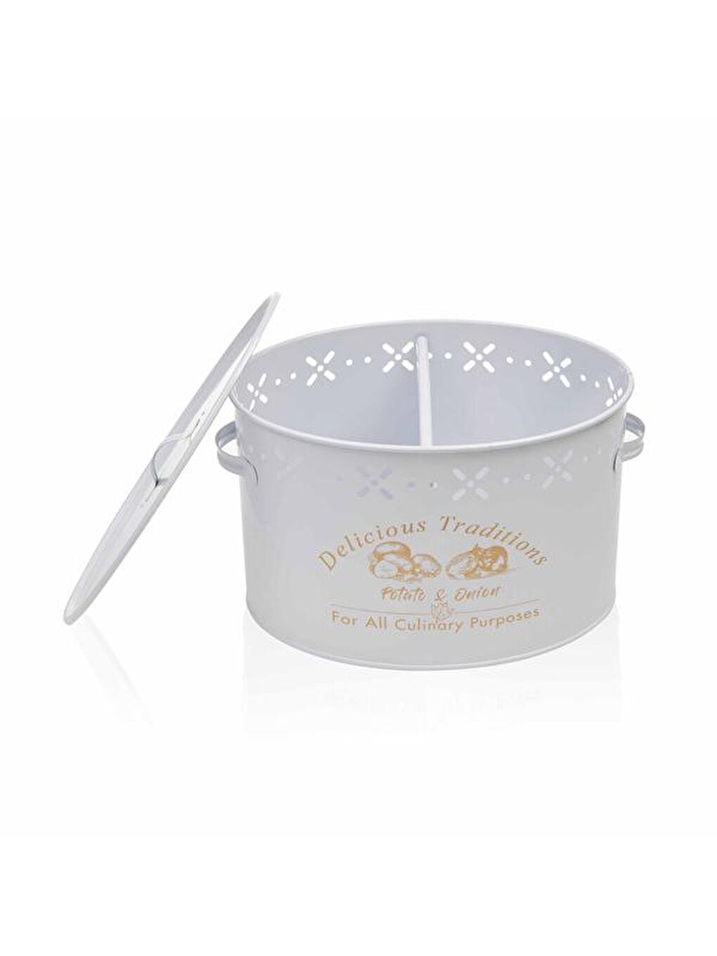Metal Bölmeli Patates Soğan Kovası - Beyaz - 18 lt-2