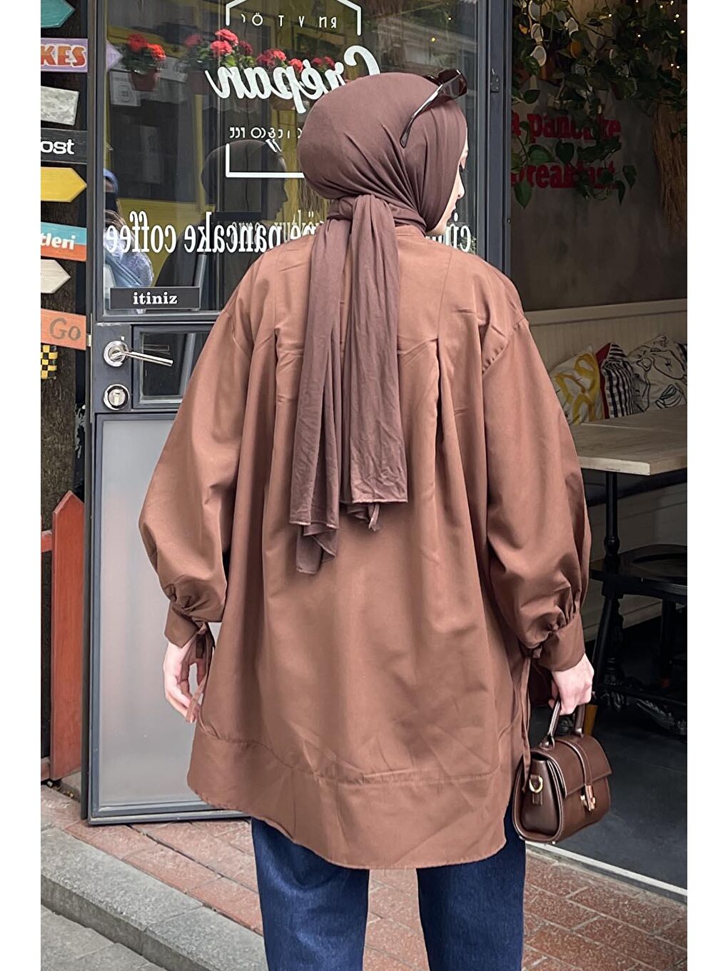 Manşeti Biyeli Tunik Acı Kahverengi-3