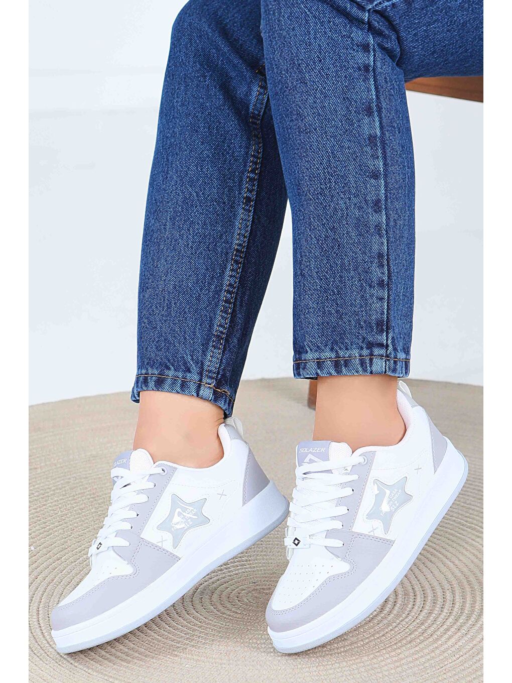 Kadın Beyaz Gri Spor Ayakkabı - 27560-3