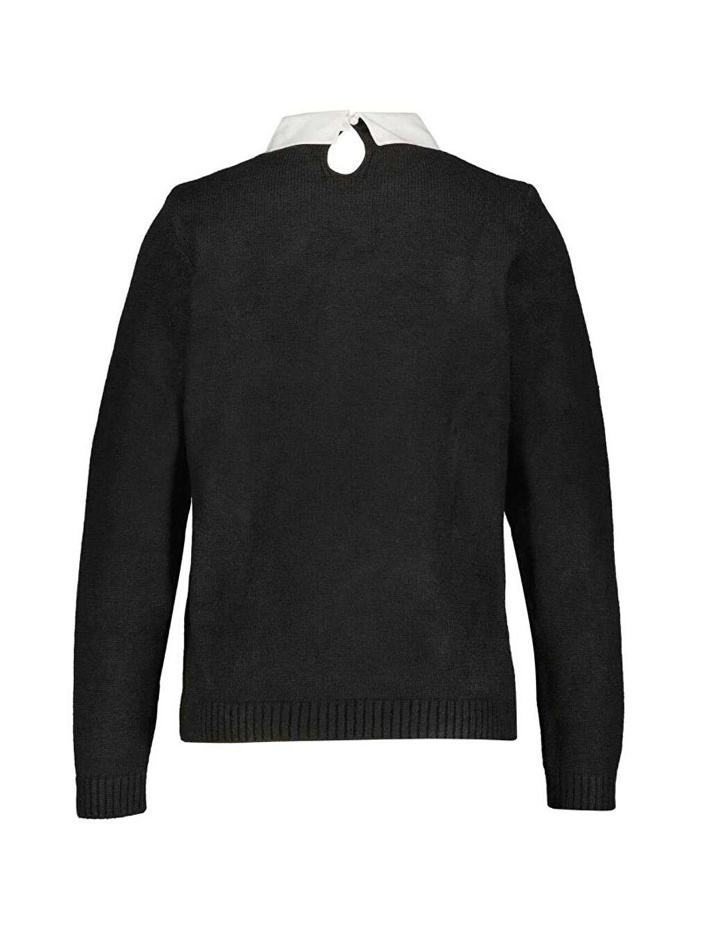 Siyah Regular Fit Kurdeleli Gömlek Yaka Detaylı Kazak 25K0222K1-3