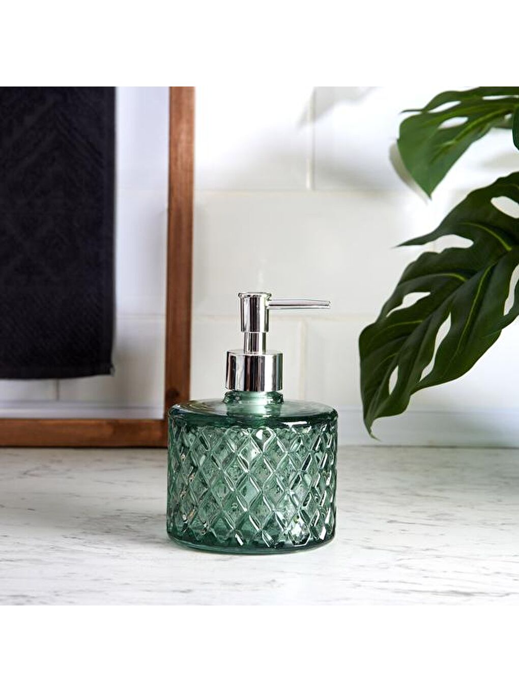 Kristal Cam Sıvı Sabunluk - Yeşil