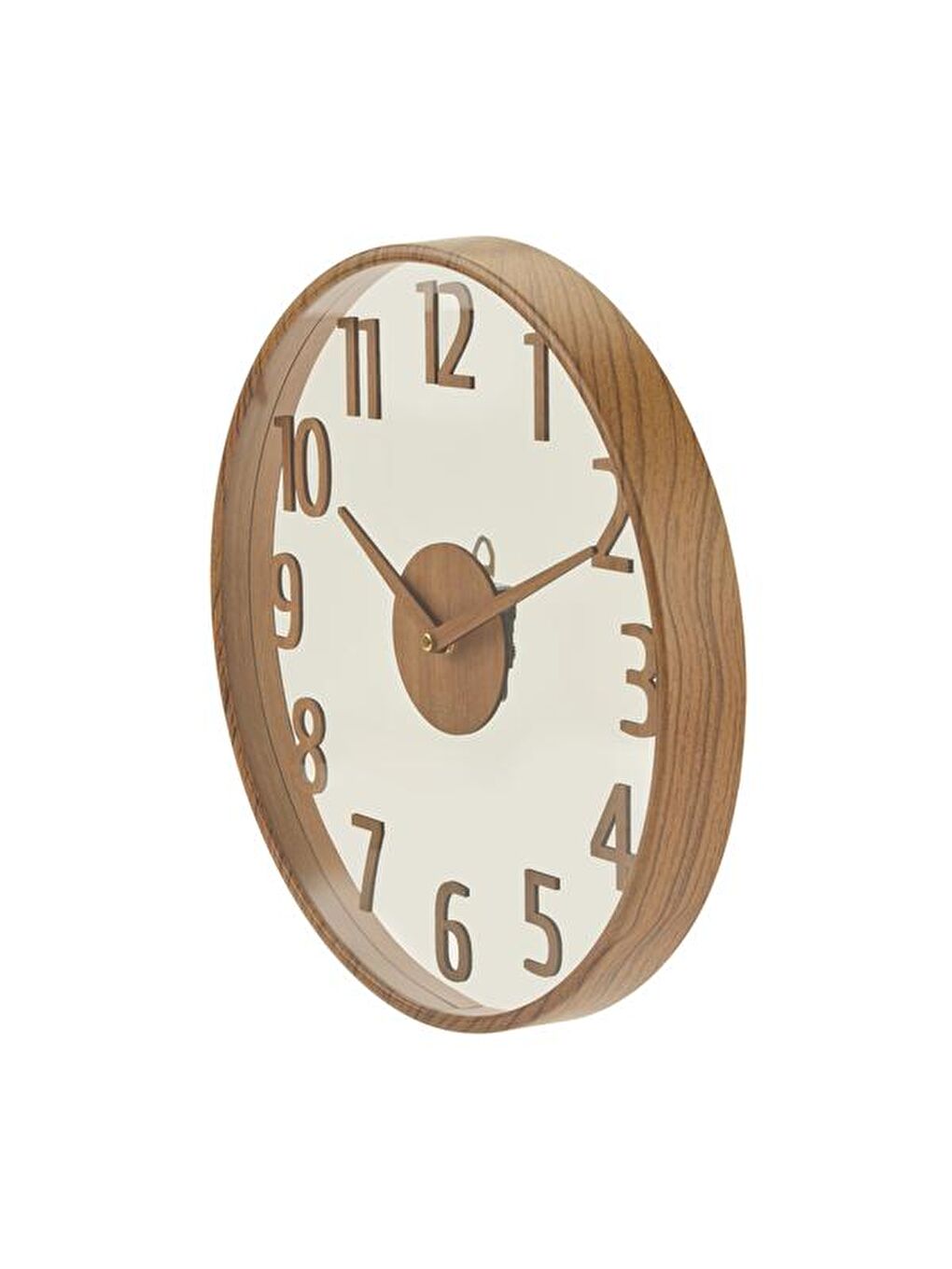 Modern Ahşap Duvar Saati - Kahverengi / Şeffaf - 38 cm-3