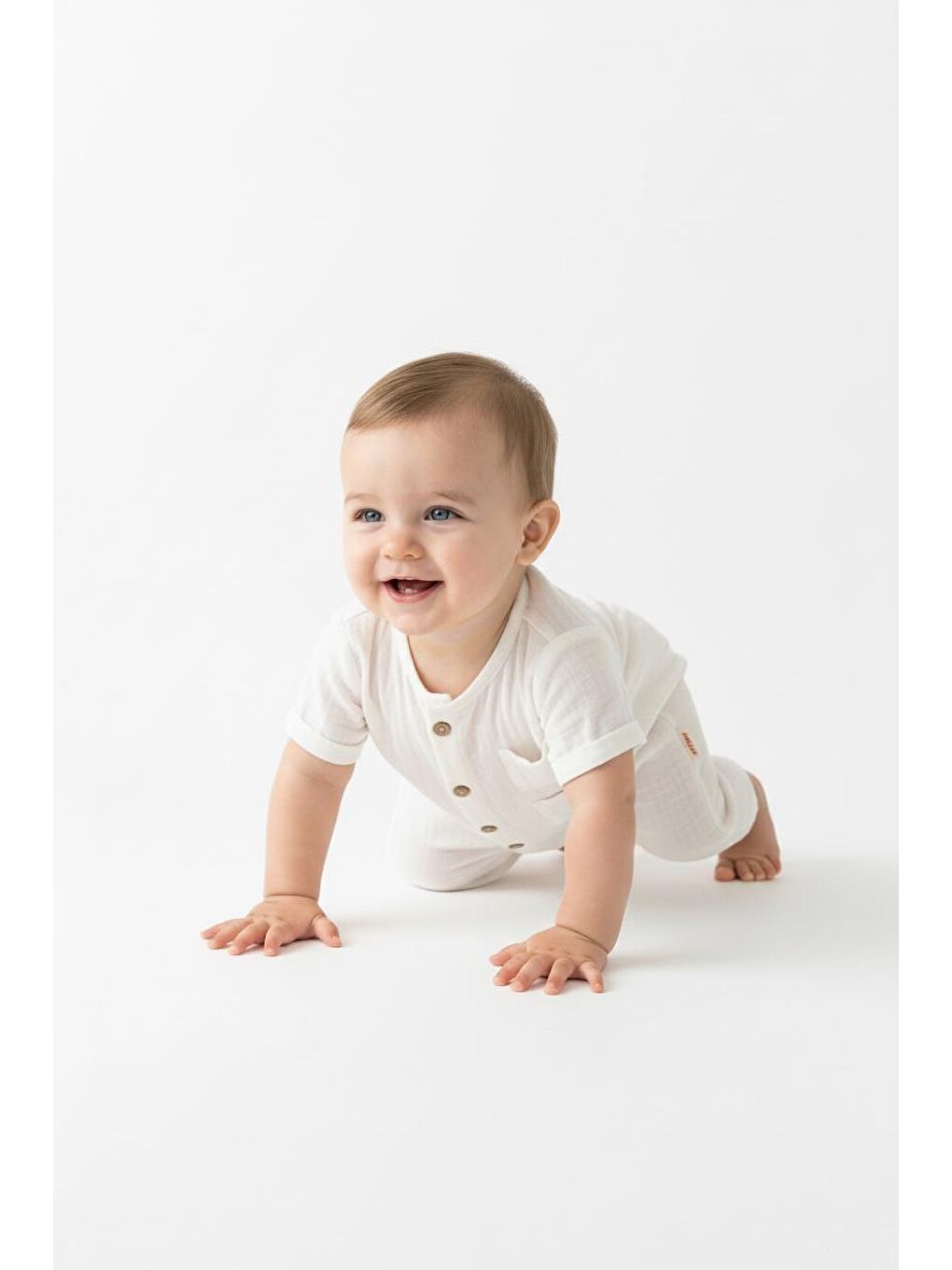 Ekru Müslin Yarım Kol Uzun Tulum-1