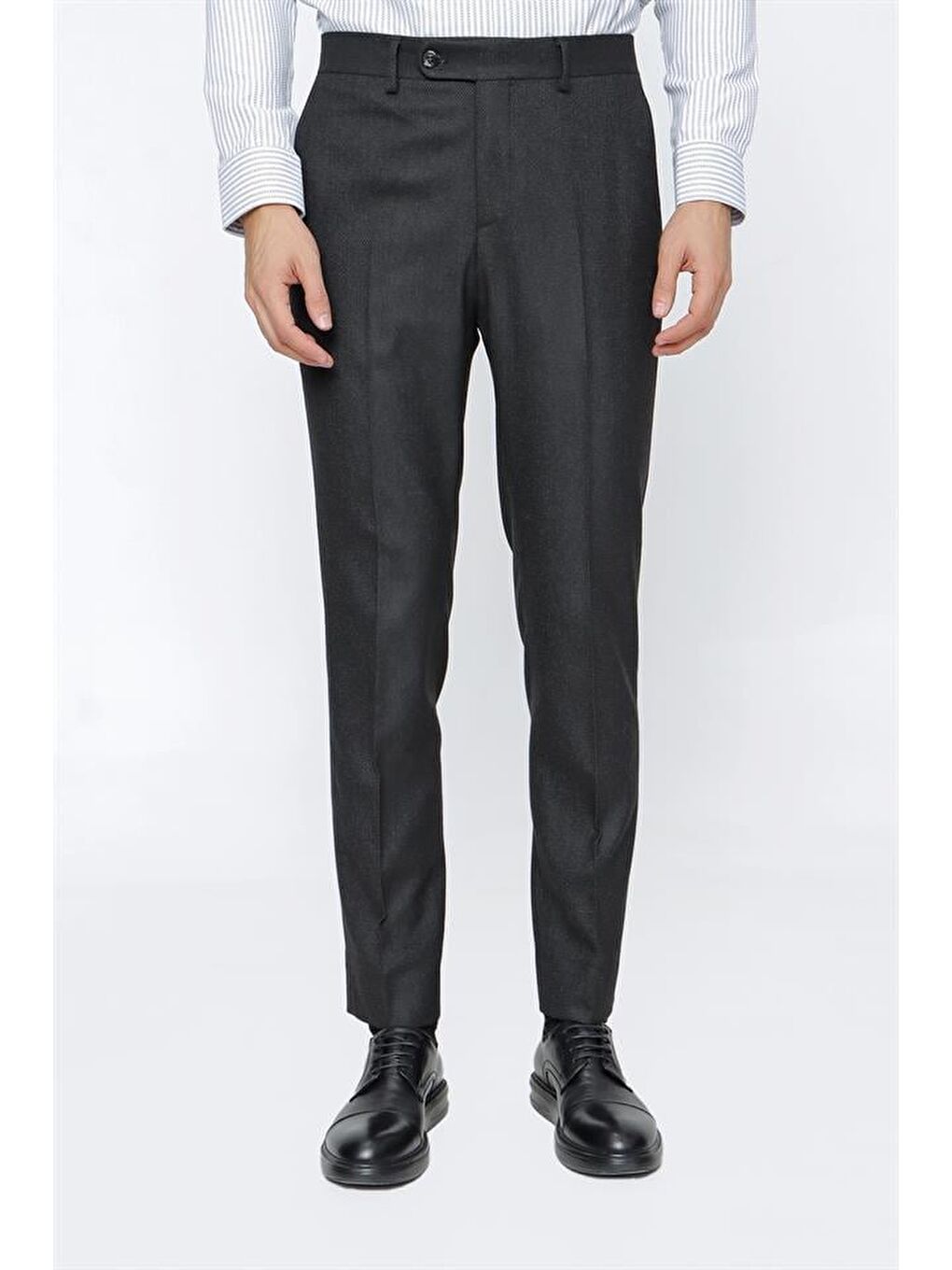 Siyah Esnek Yandan Cepli Classic Slim Fit Erkek Pantolon 1003225167-2
