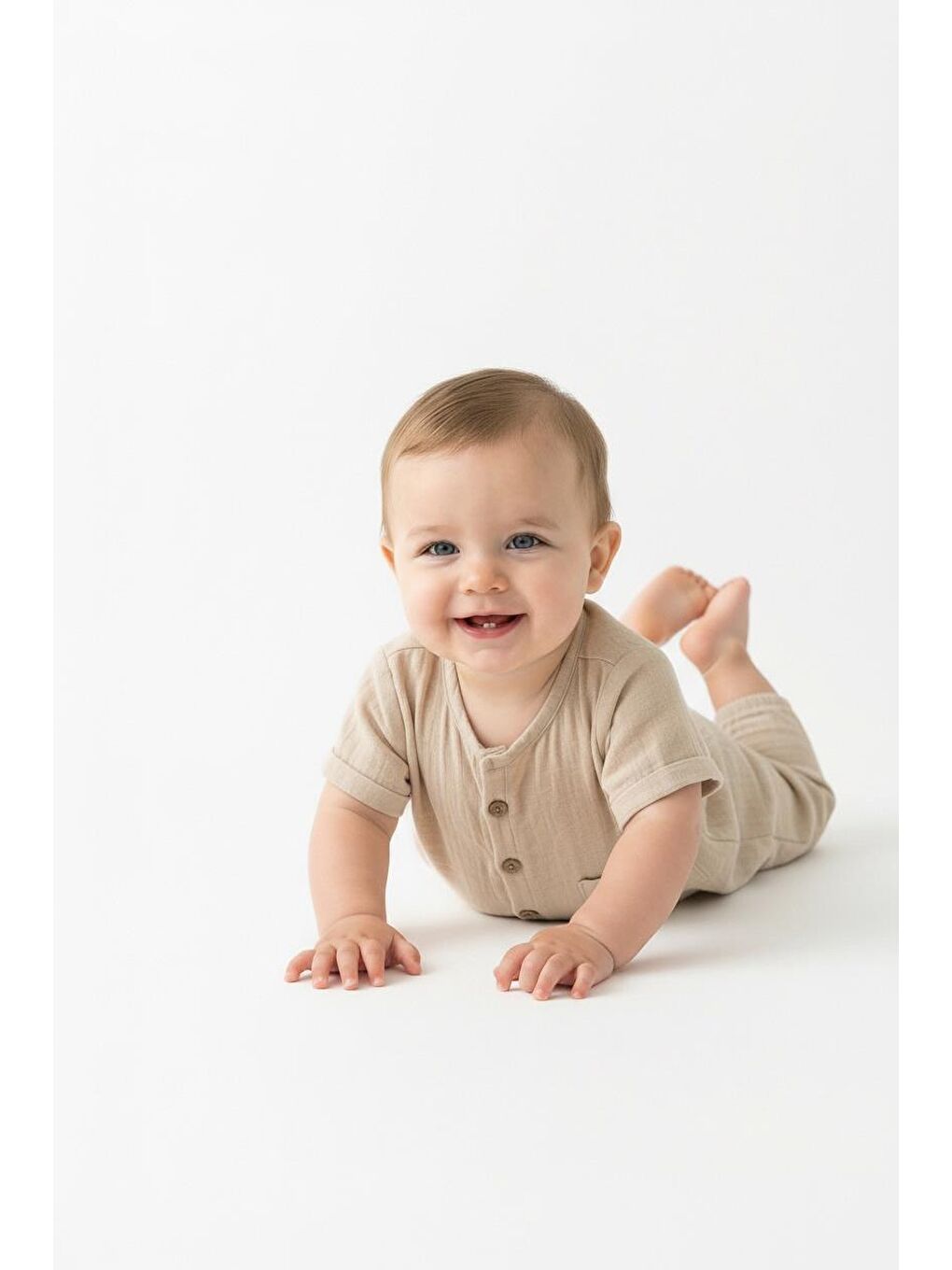 Bej Müslin Yarım Kol Uzun Tulum-3