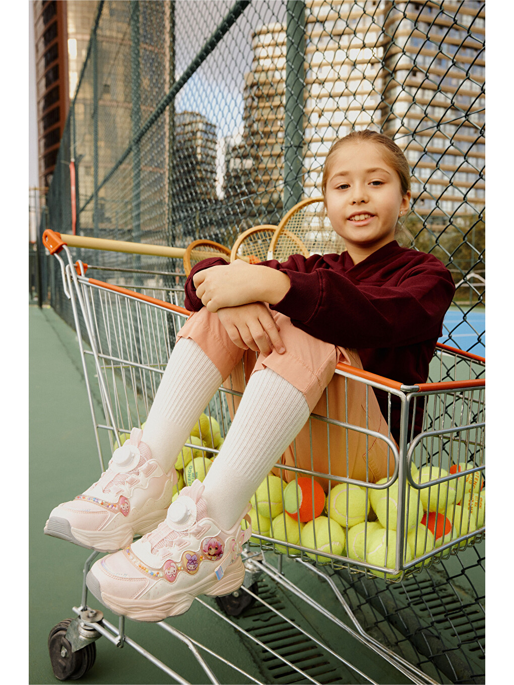Pembe Bandi Işıklı Kız Bebek Pudra Spor Ayakkabı-1